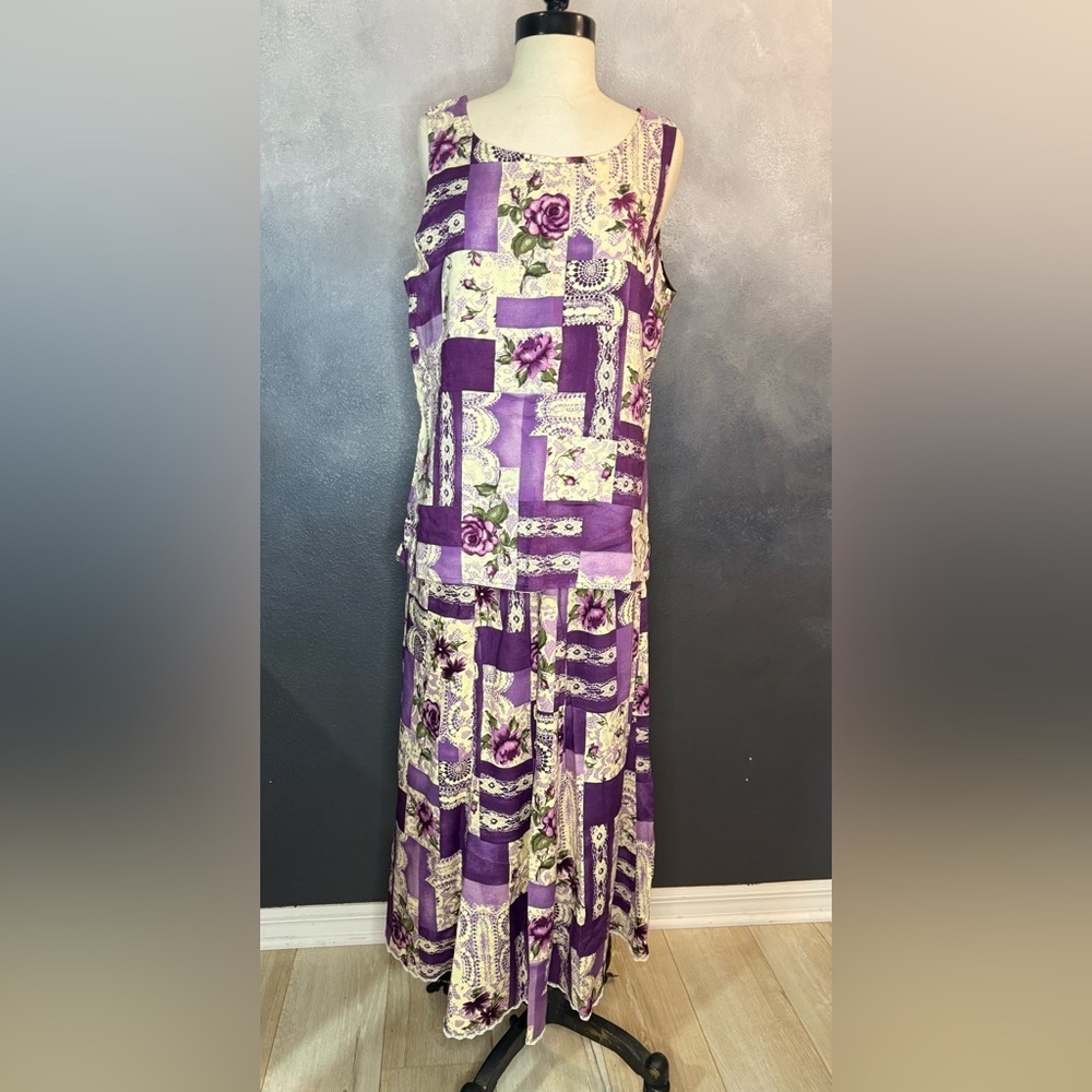 Vintage Lacy Afternoon 3-Piece Set Reversible Top NWT Pockets Skirt